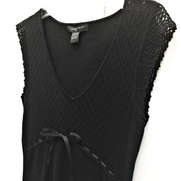 AUGUST SILK Black Knit Top Empire Waist Size Sm - Picture 1 of 8